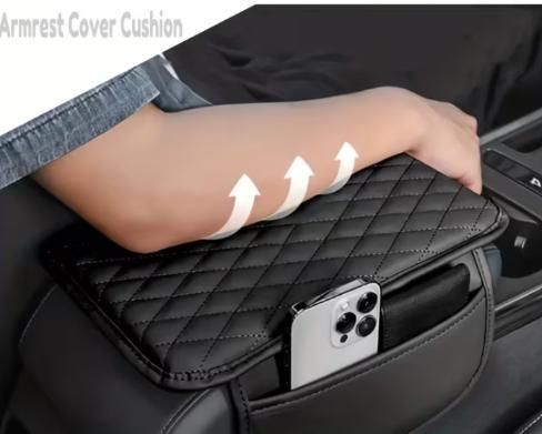 Premium Microfiber Leather Car Armrest Cover with Storage Pocket