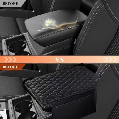 Premium Microfiber Leather Car Armrest Cover with Storage Pocket