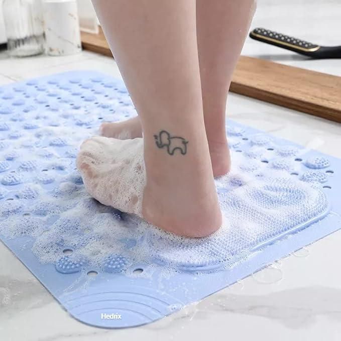 Silicone Non-Slip Bathroom Scrubber Mat - Easy Clean Shower Floor Mat
