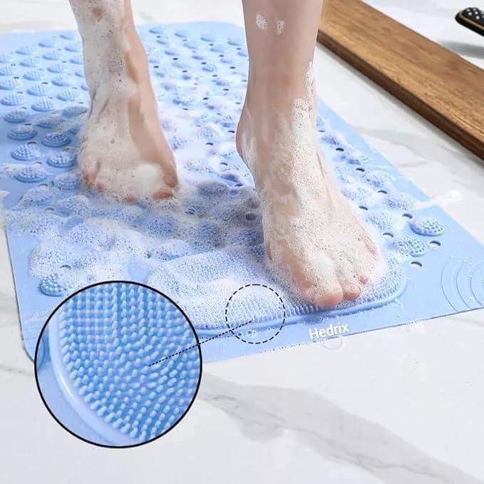 Silicone Non-Slip Bathroom Scrubber Mat - Easy Clean Shower Floor Mat