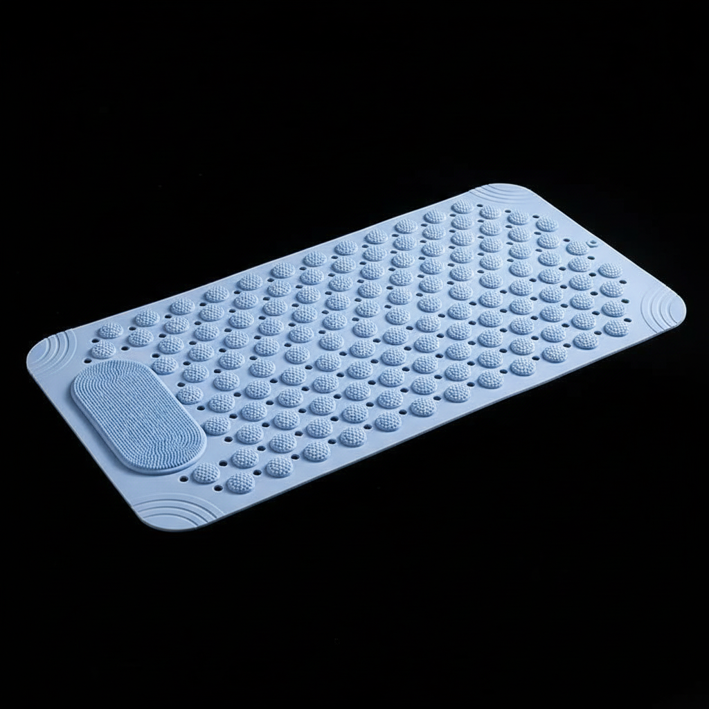 Silicone Non-Slip Bathroom Scrubber Mat - Easy Clean Shower Floor Mat