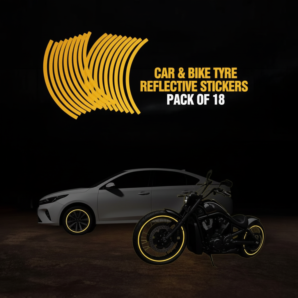 Reflective Safety Stickers for Car & Bike - 18 Yellow Strips for Visibility